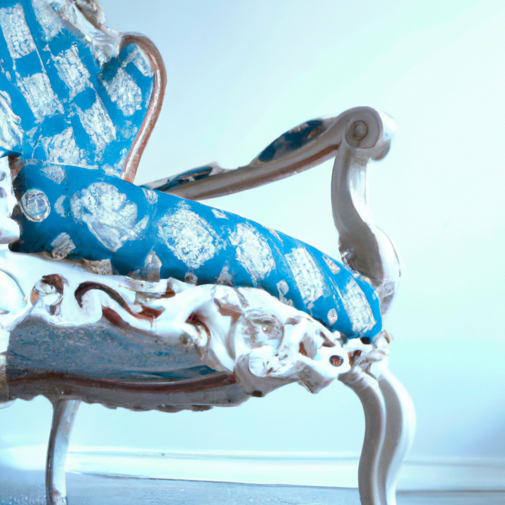 Navy blue and white baroque chair