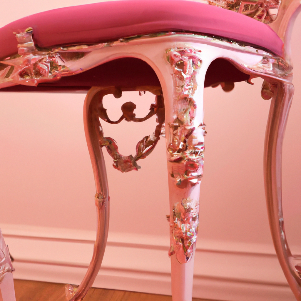 Chaise baroque capitonnée rose enfant