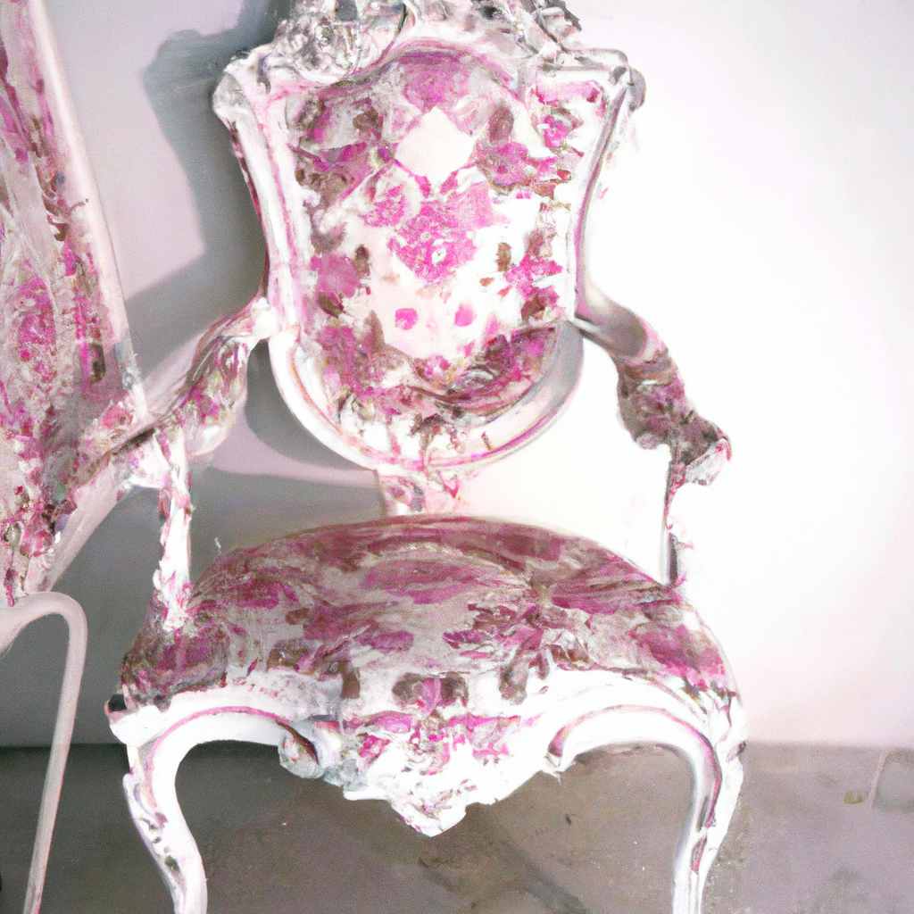 Chaise baroque blanc et rose