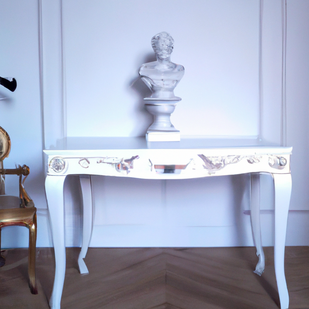 Bureau baroque blanc avec chaise moderne