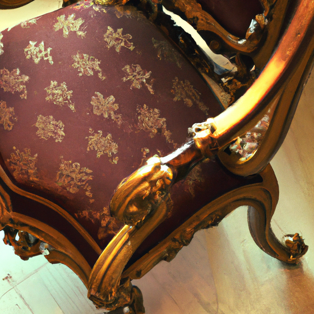 Chaise baroque en bois et marron