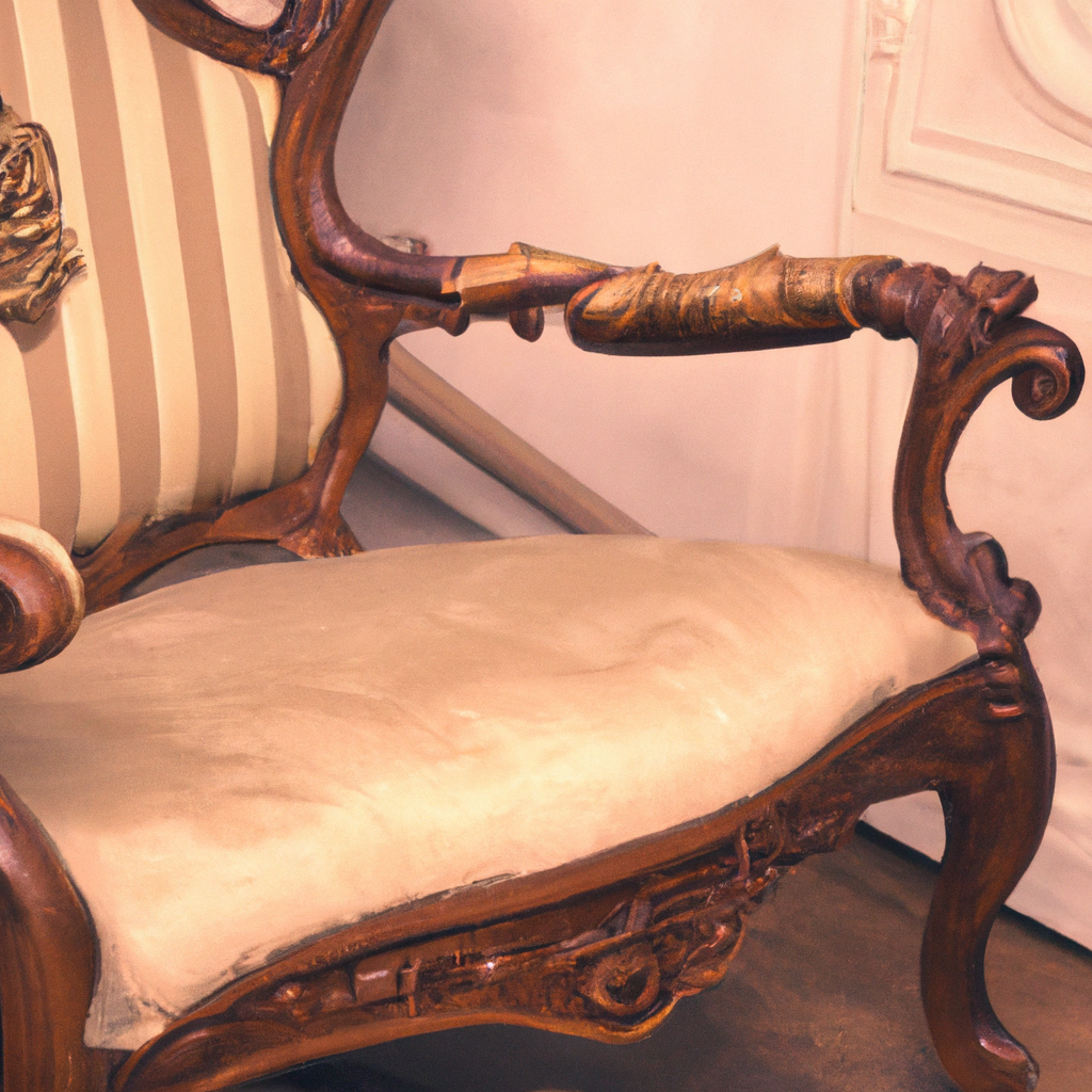 Chaise baroque en bois et beige