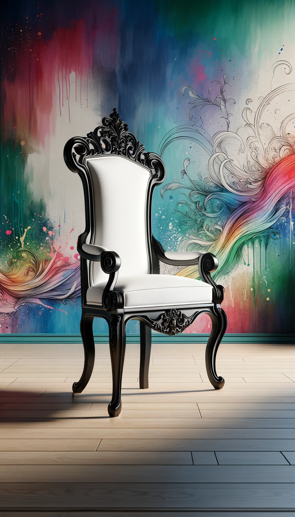 black and white baroque chair