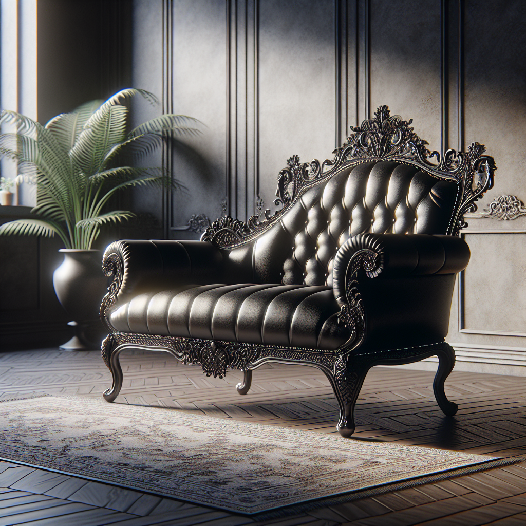 Chaise baroque simili cuir noir